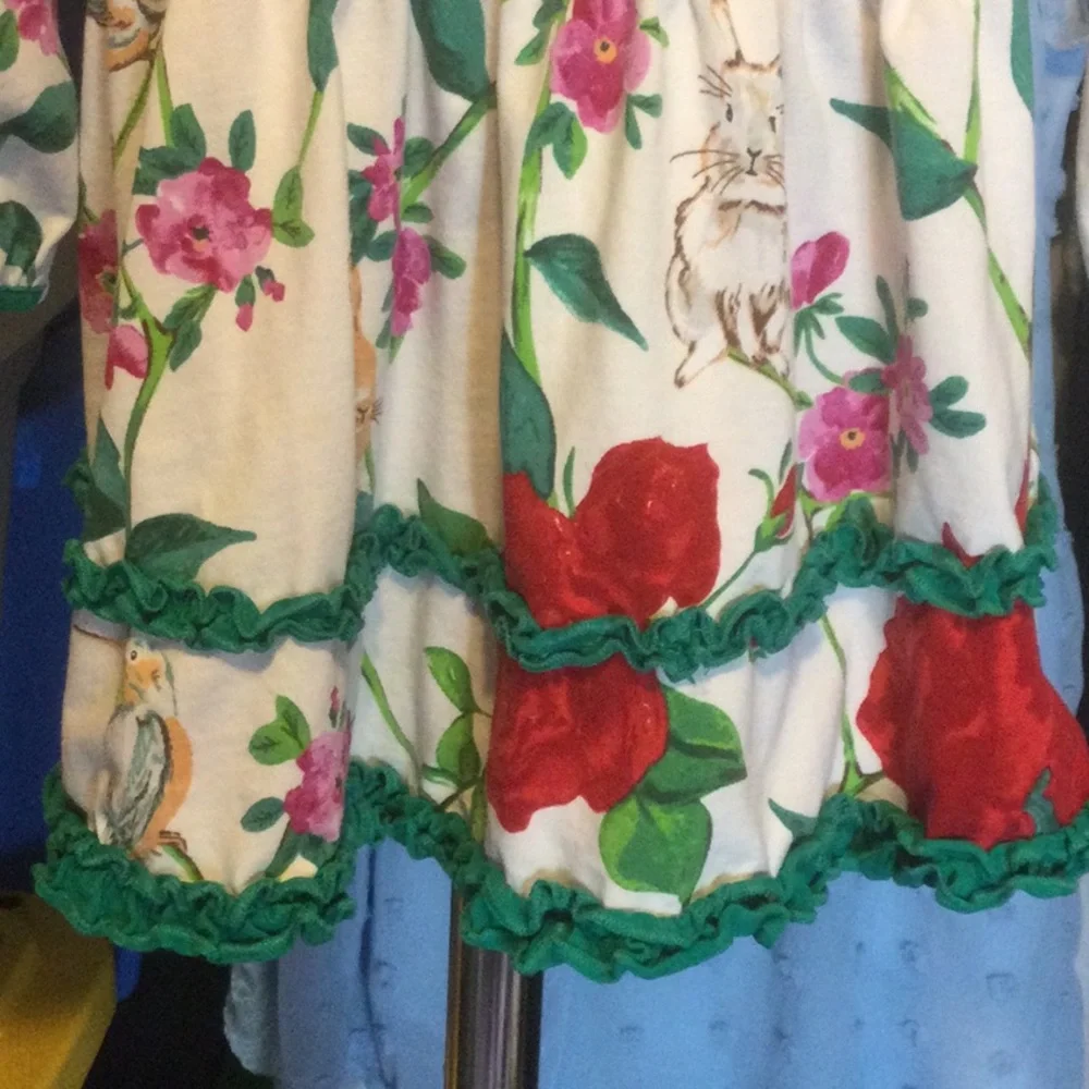 Matilda Jane Cream Dress with Red and Green Floral Accents